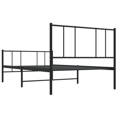 Metal Bed Frame with Footboard Black 107x203cm King Single - Image 8