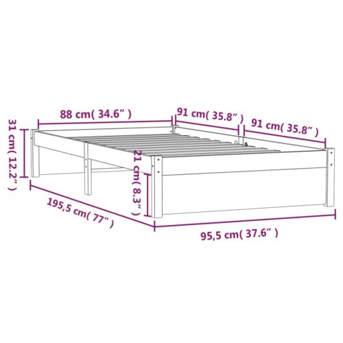 Bed Frame Solid Wood 90x190cm - Image 10