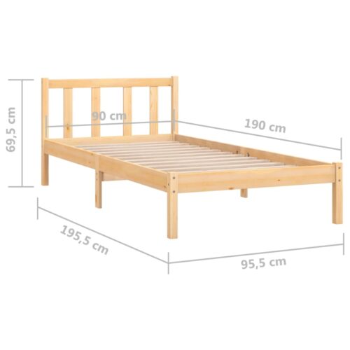 Bed Frame Solid Wood 90x190cm - Image 9