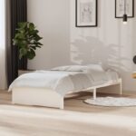 Bed Frame White Solid Wood 90x190cm