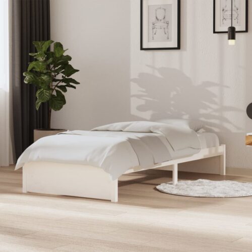 Bed Frame White Solid Wood 90x190cm