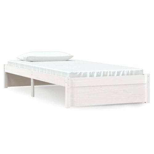 Bed Frame White Solid Wood 90x190cm - Image 2