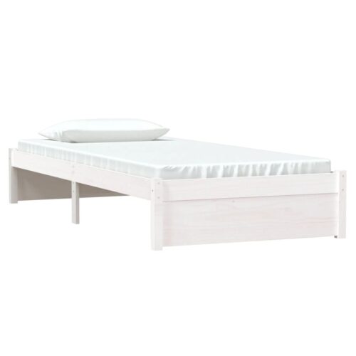 Bed Frame White Solid Wood 90x190cm - Image 3