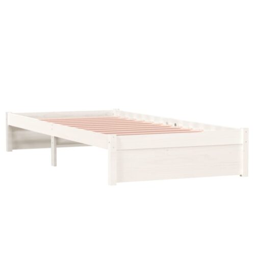 Bed Frame White Solid Wood 90x190cm - Image 4