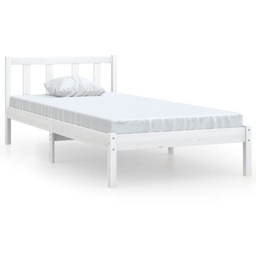 Bed Frame White Solid Wood 90x190cm - Image 2