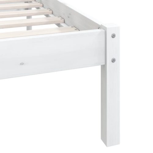 Bed Frame White Solid Wood 90x190cm - Image 8