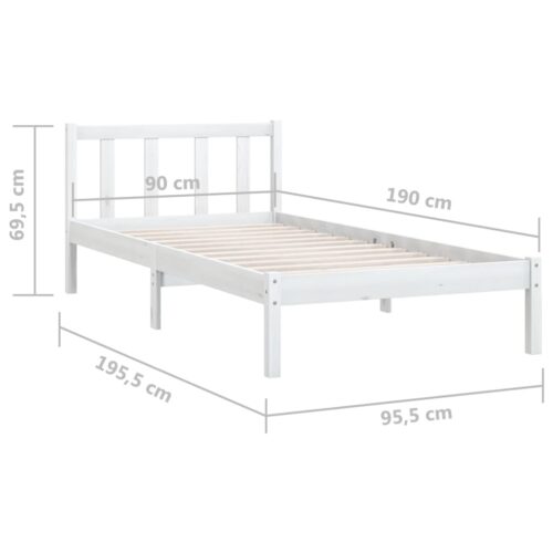 Bed Frame White Solid Wood 90x190cm - Image 9