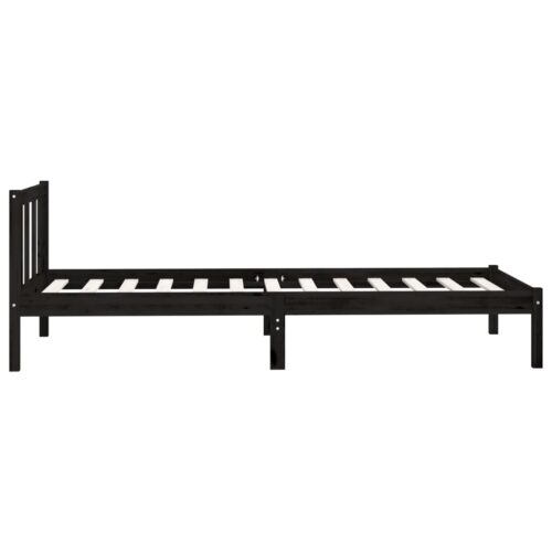 Bed Frame Black Solid Wood 90x190cm - Image 5