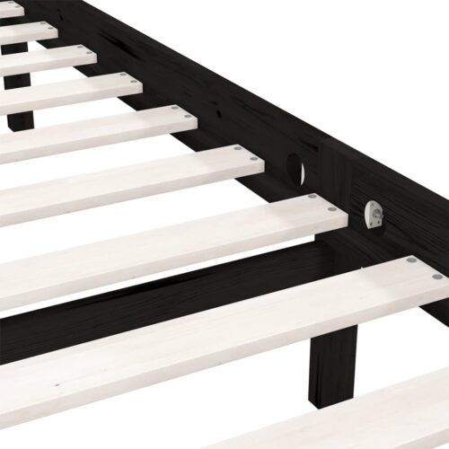 Bed Frame Black Solid Wood 90x190cm - Image 7