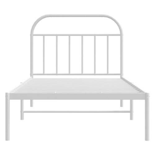 Metal Bed Frame with Headboard White 107x203cm King Single - Image 6