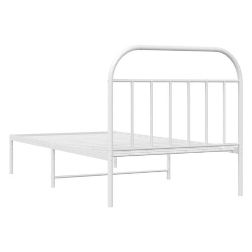Metal Bed Frame with Headboard White 107x203cm King Single - Image 8