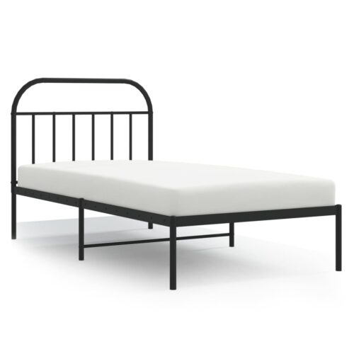 Metal Bed Frame with Headboard Black 107x203cm King Single - Image 2