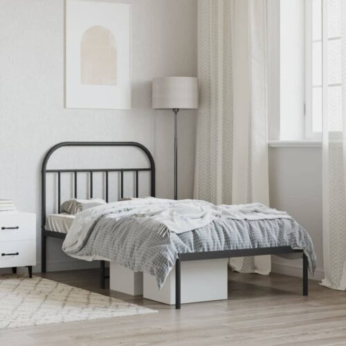 Metal Bed Frame with Headboard Black 107x203cm King Single - Image 3