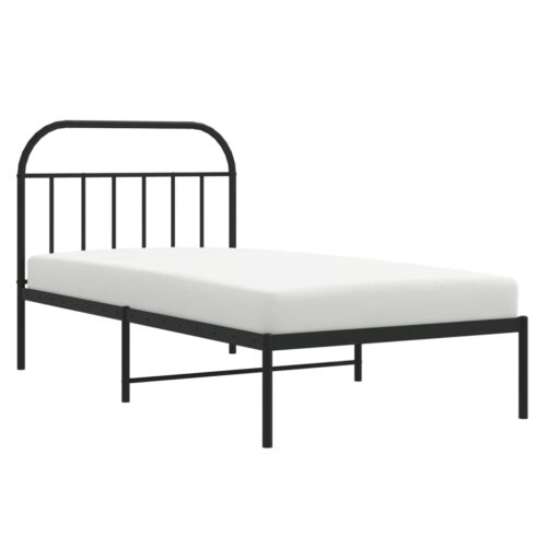 Metal Bed Frame with Headboard Black 107x203cm King Single - Image 4