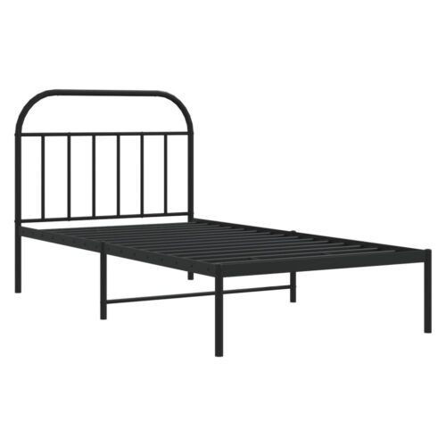 Metal Bed Frame with Headboard Black 107x203cm King Single - Image 5
