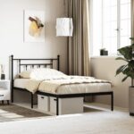 Metal Bed Frame with Headboard Black 107x203cm King Single