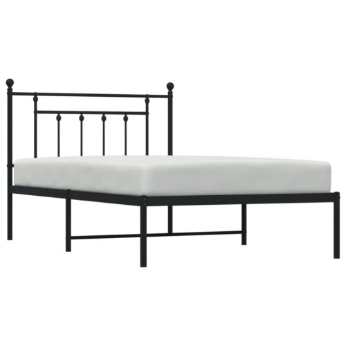 Metal Bed Frame with Headboard Black 107x203cm King Single - Image 4