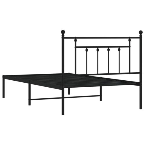 Metal Bed Frame with Headboard Black 107x203cm King Single - Image 7
