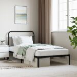 Metal Bed Frame with Headboard Black 107x203cm King Single