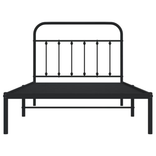 Metal Bed Frame with Headboard Black 107x203cm King Single - Image 6