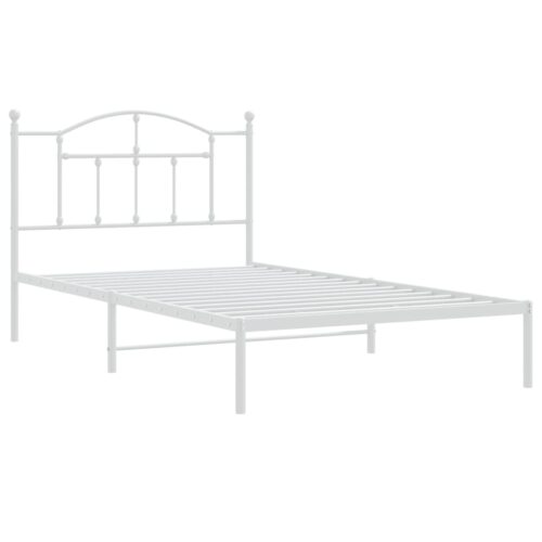 Metal Bed Frame with Headboard White 107x203cm King Single - Image 4