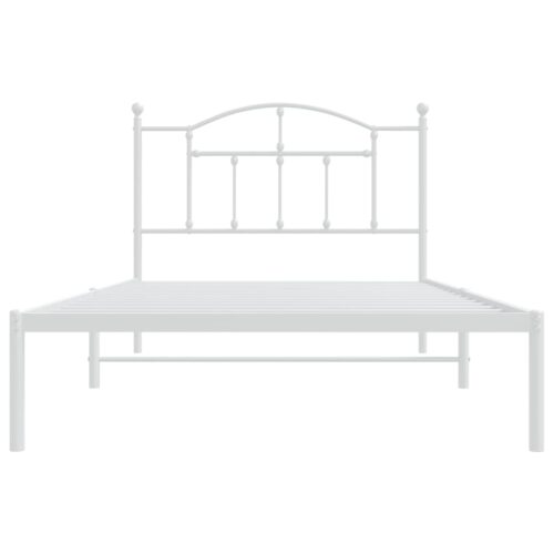 Metal Bed Frame with Headboard White 107x203cm King Single - Image 5