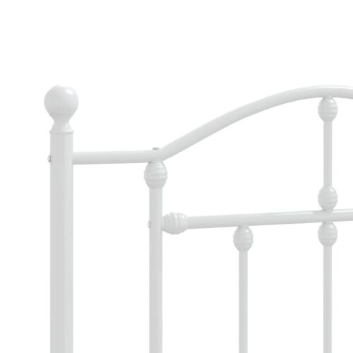 Metal Bed Frame with Headboard White 107x203cm King Single - Image 8