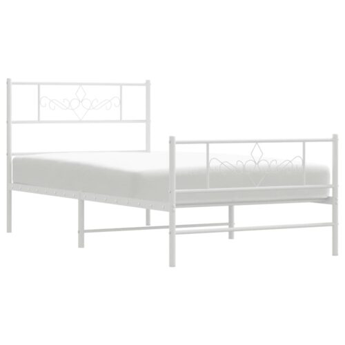 Metal Bed Frame with Footboard White 107x203cm King Single - Image 3