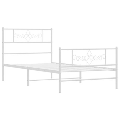 Metal Bed Frame with Footboard White 107x203cm King Single - Image 5
