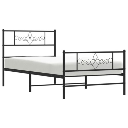 Metal Bed Frame with Footboard Black 107x203cm King Single - Image 3