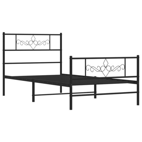 Metal Bed Frame with Footboard Black 107x203cm King Single - Image 5