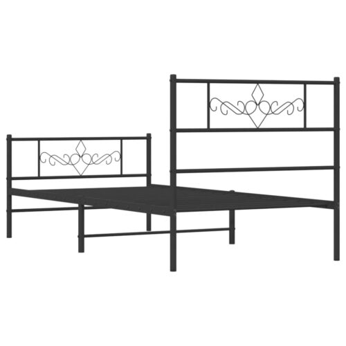 Metal Bed Frame with Footboard Black 107x203cm King Single - Image 7