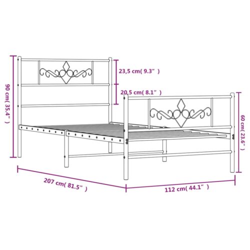 Metal Bed Frame with Footboard Black 107x203cm King Single - Image 9