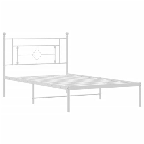 Metal Bed Frame with Headboard White 107x203cm King Single - Image 4