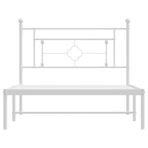 Metal Bed Frame with Headboard White 107x203cm King Single - Image 5