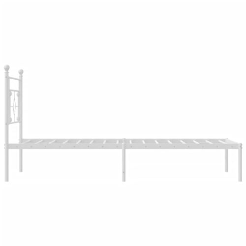 Metal Bed Frame with Headboard White 107x203cm King Single - Image 6