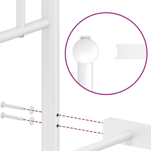 Metal Bed Frame with Headboard White 107x203cm King Single - Image 9
