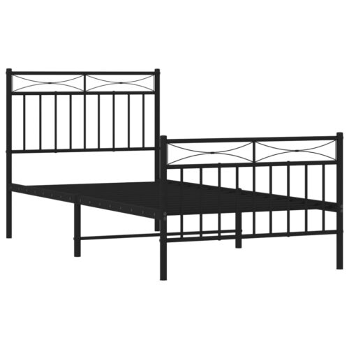 Metal Bed Frame with Footboard Black 90x190cm - Image 4