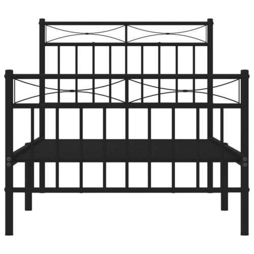 Metal Bed Frame with Footboard Black 90x190cm - Image 5