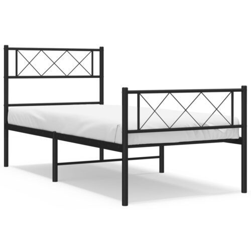 Metal Bed Frame with Footboard Black 107x203cm King Single - Image 2