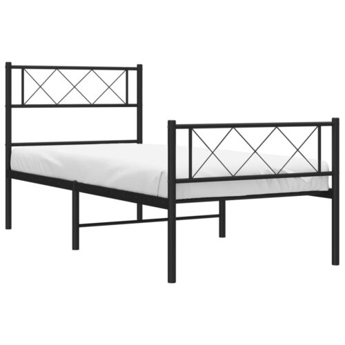 Metal Bed Frame with Footboard Black 107x203cm King Single - Image 3