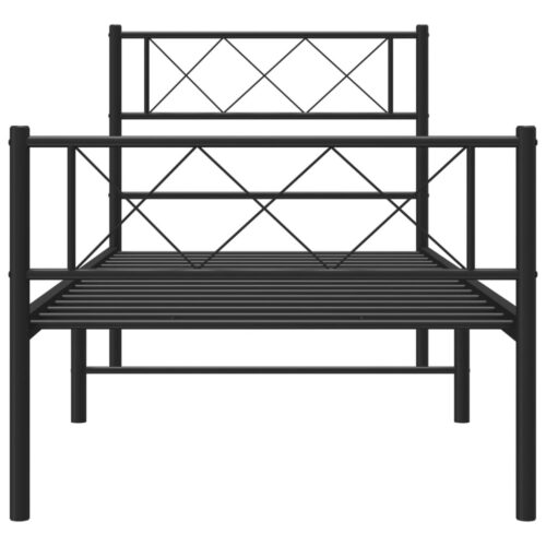 Metal Bed Frame with Footboard Black 107x203cm King Single - Image 4