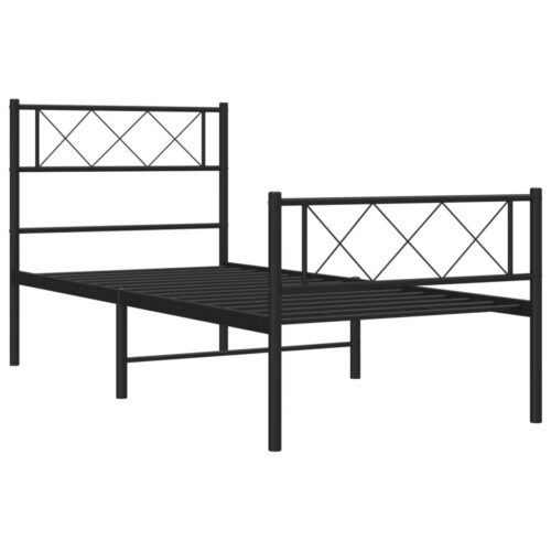 Metal Bed Frame with Footboard Black 107x203cm King Single - Image 5