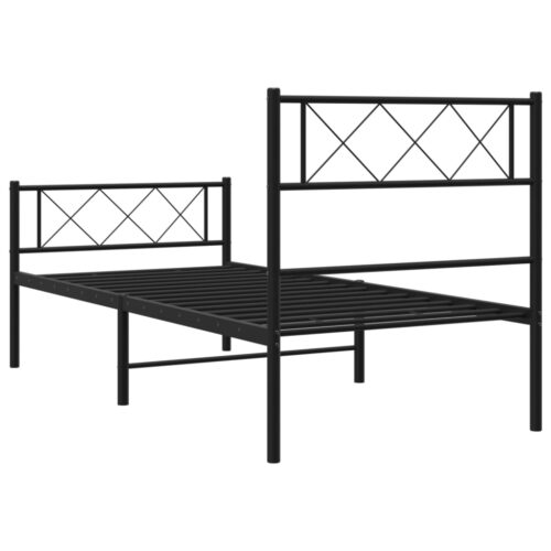 Metal Bed Frame with Footboard Black 107x203cm King Single - Image 7