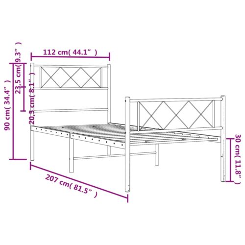 Metal Bed Frame with Footboard Black 107x203cm King Single - Image 9