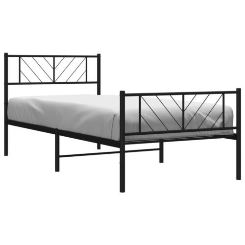 Metal Bed Frame with Footboard Black 107x203cm King Single - Image 3