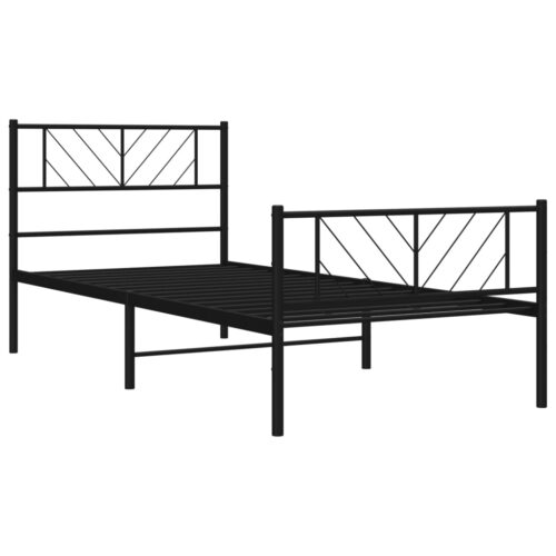 Metal Bed Frame with Footboard Black 107x203cm King Single - Image 4