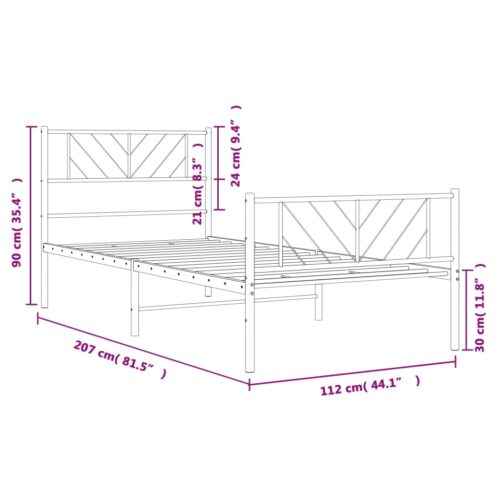 Metal Bed Frame with Footboard Black 107x203cm King Single - Image 9