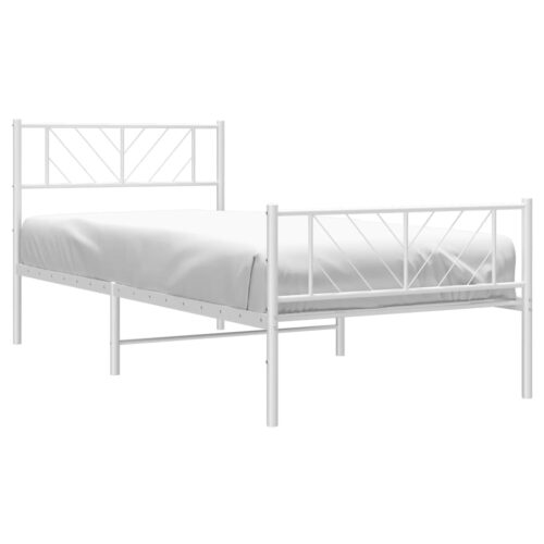 Metal Bed Frame with Footboard White 107x203cm King Single - Image 3