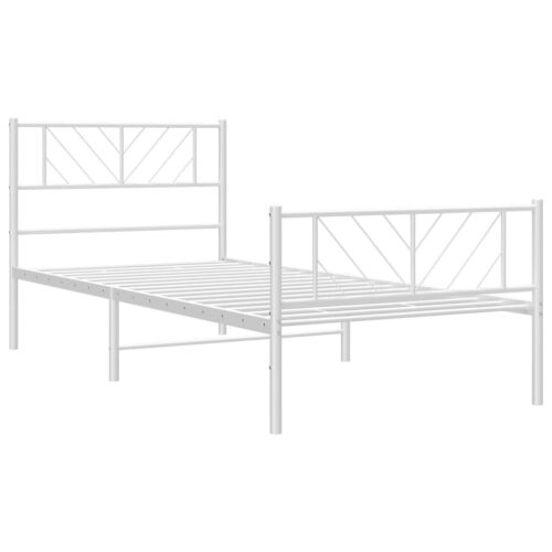 Metal Bed Frame with Footboard White 107x203cm King Single - Image 4